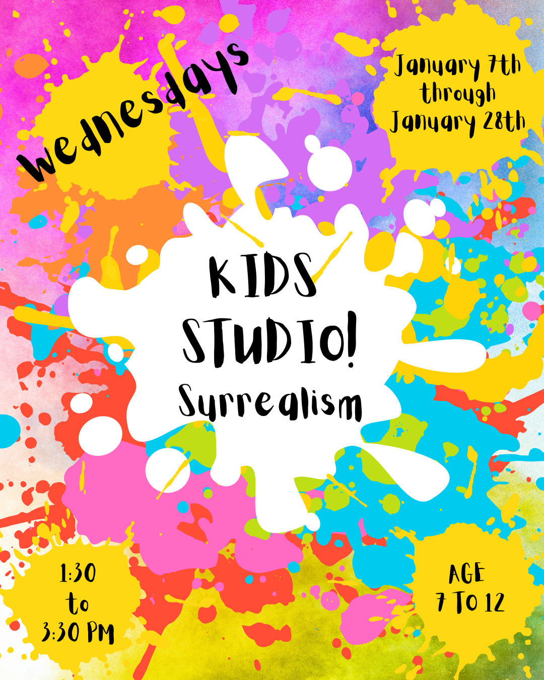 Kids Studio!  Surrealism, 01/07 - 01/28