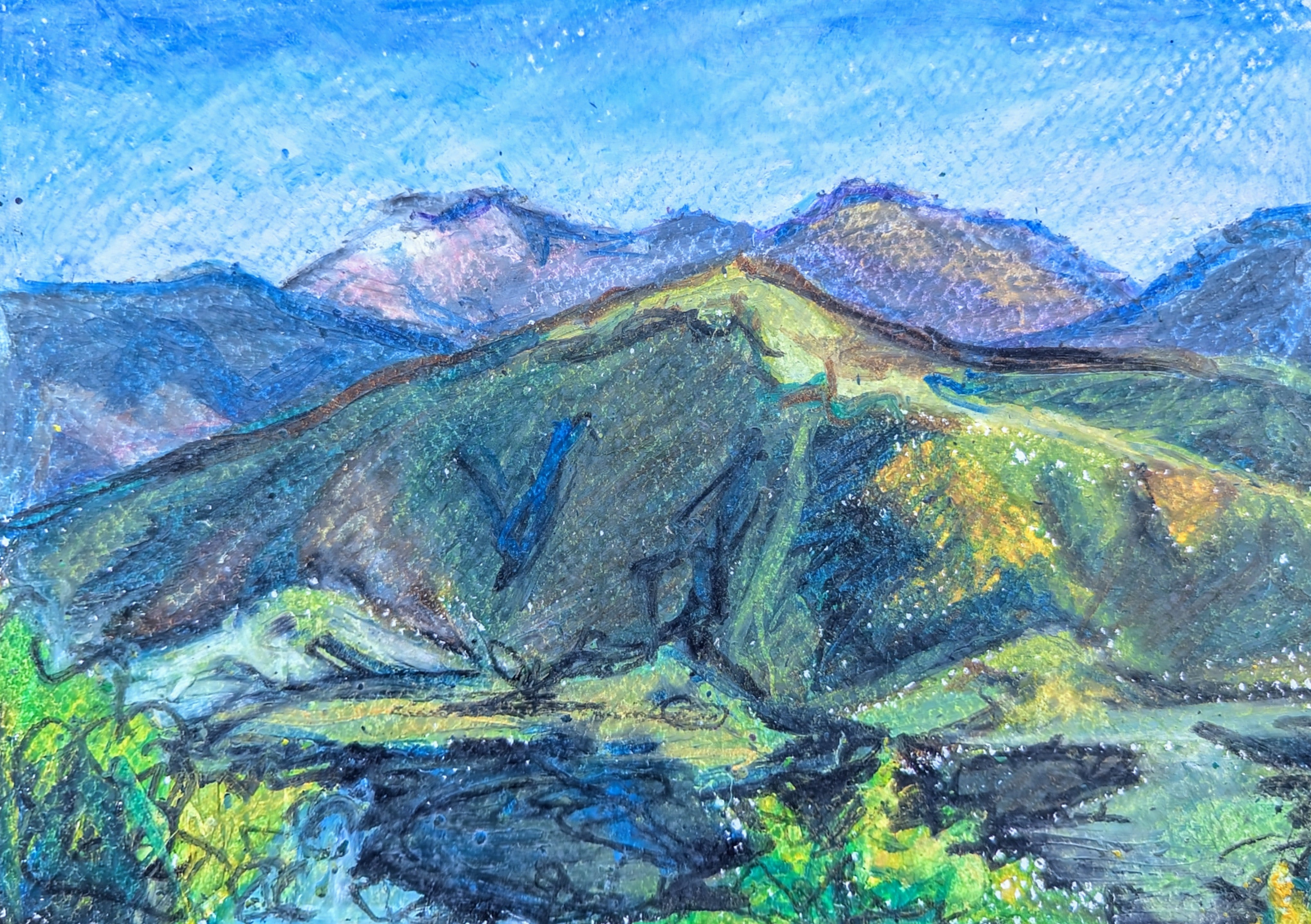 Mt. Bruce,  original oil pastel