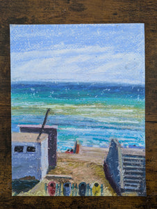 Lima Beach - original oil pastel drawing