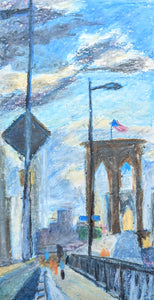 The Brooklyn Bridge,  original oil pastel