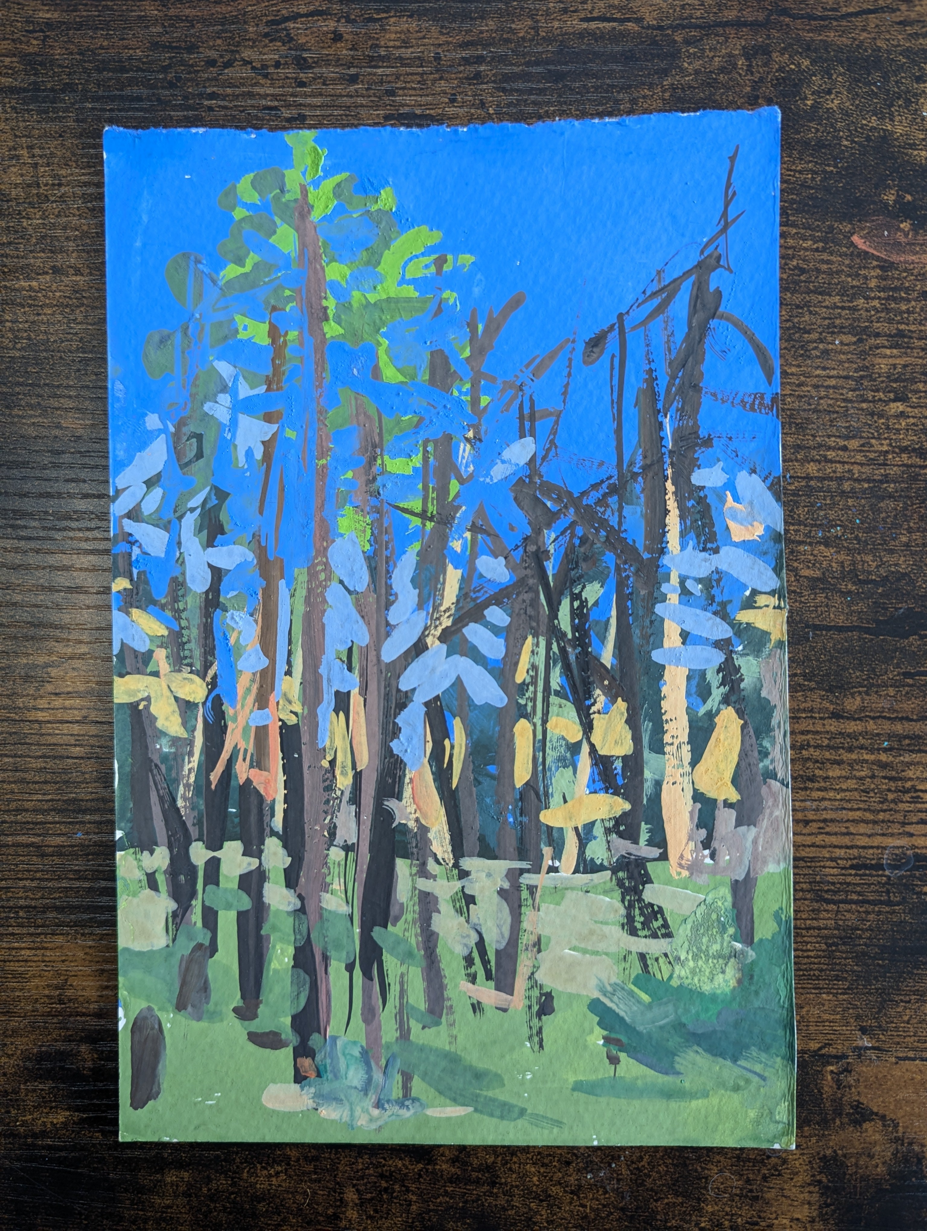 The Sky Through a Burnt Forest- original gouache painting