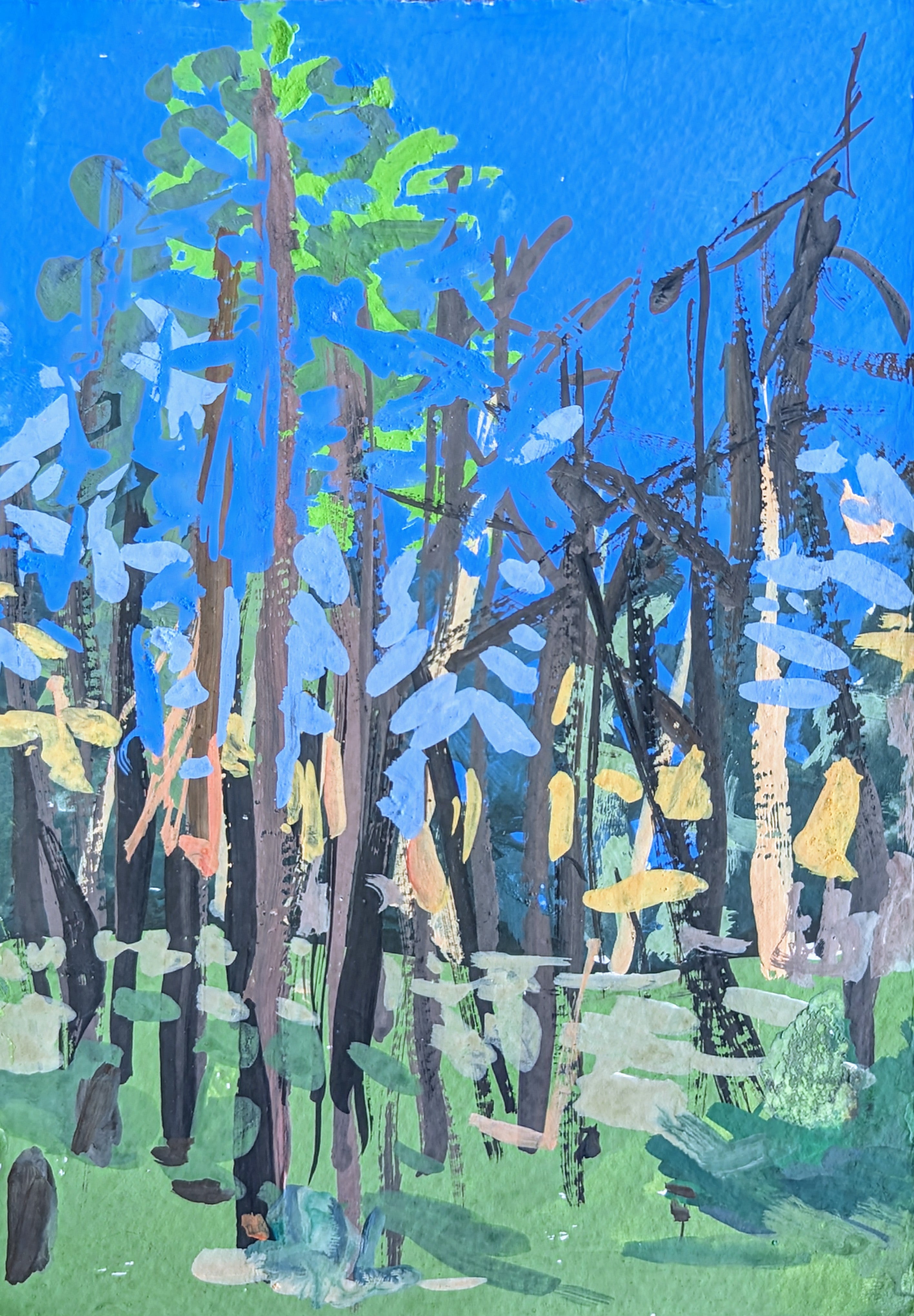 The Sky Through a Burnt Forest- original gouache painting