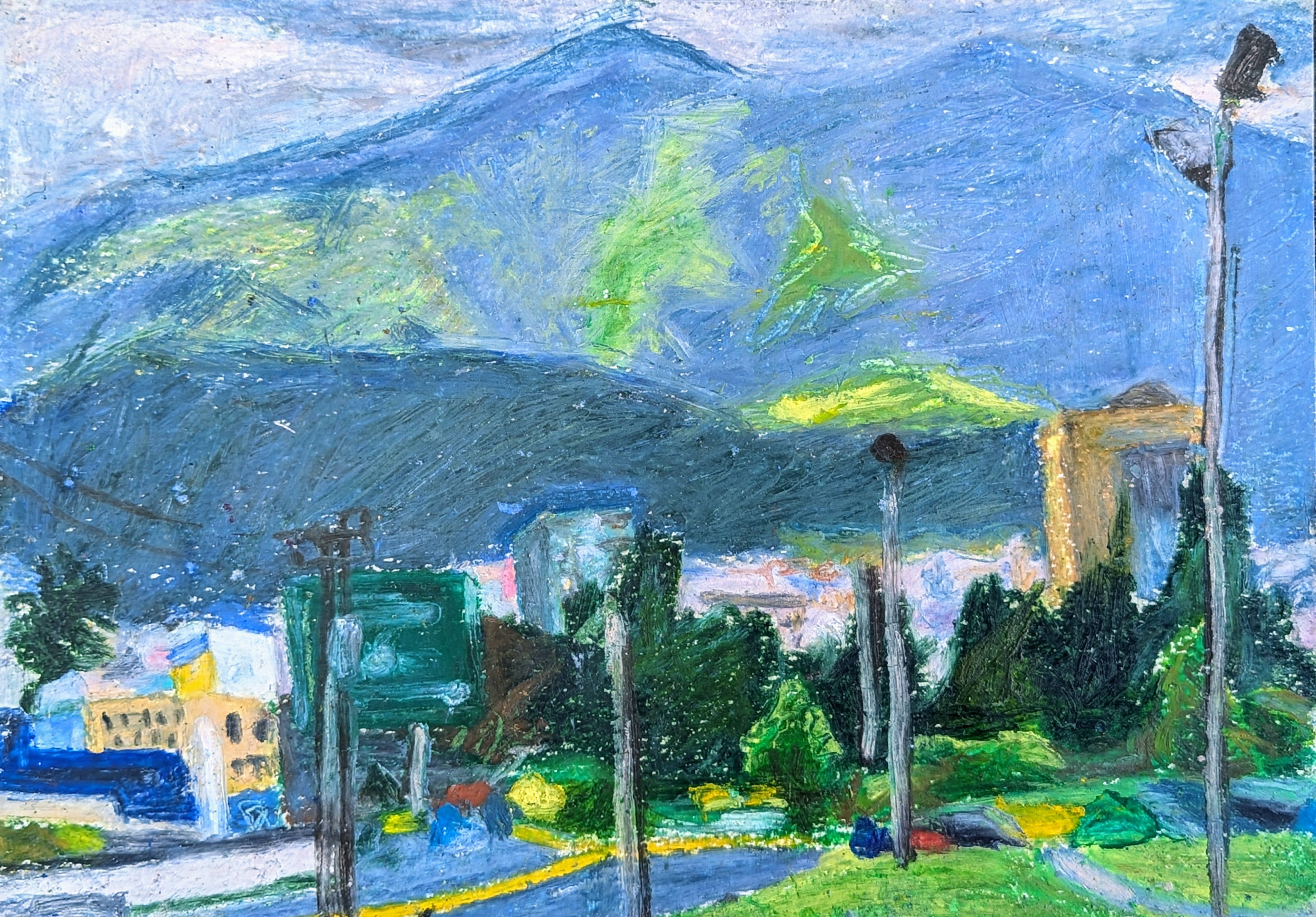 Quito,  original oil pastel