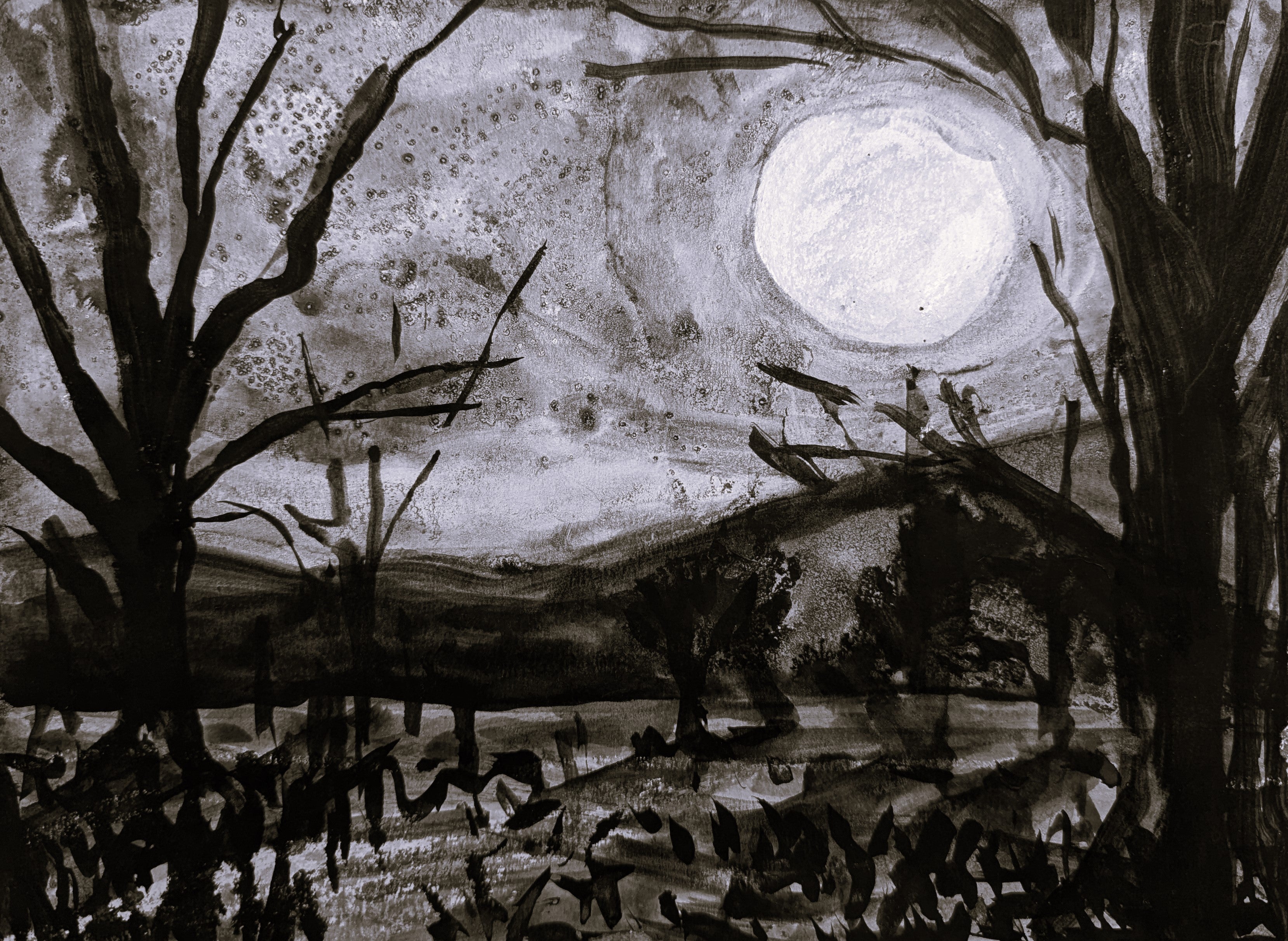 INKTOBER Spooky Trees in India Ink, 10/30/24