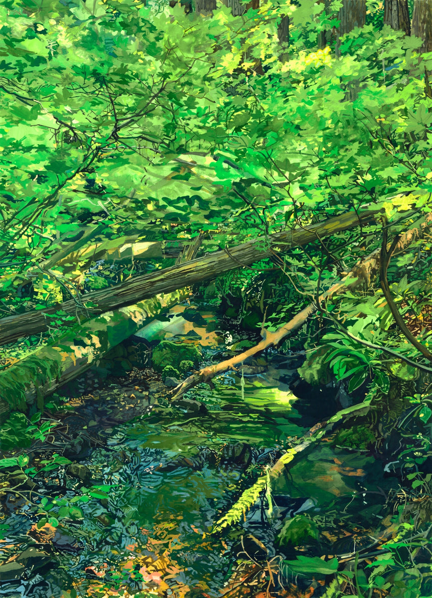 Silent Reverie: Unveiling the Verdant Depths Within, original gouache ...